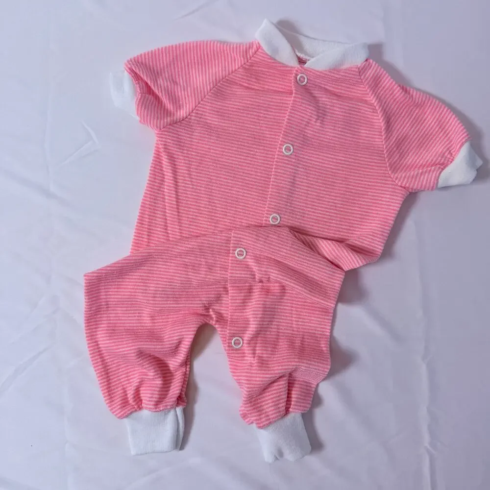 Vintage 1986 Tommee Tippee Playskool Pink Pinstripe Pajamas Sz M